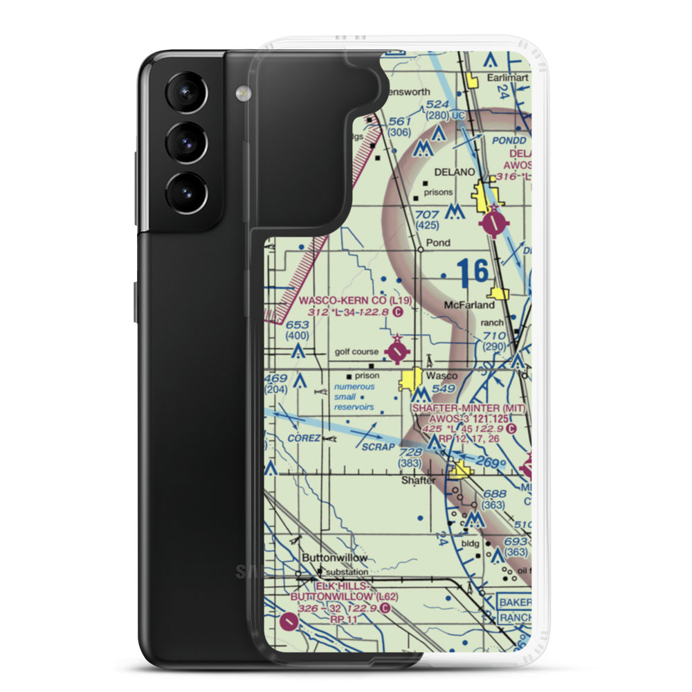 Wasco Kern County Airport (L19) VFR Sectional Samsung Case Samsung Galaxy S21 Plus model shown