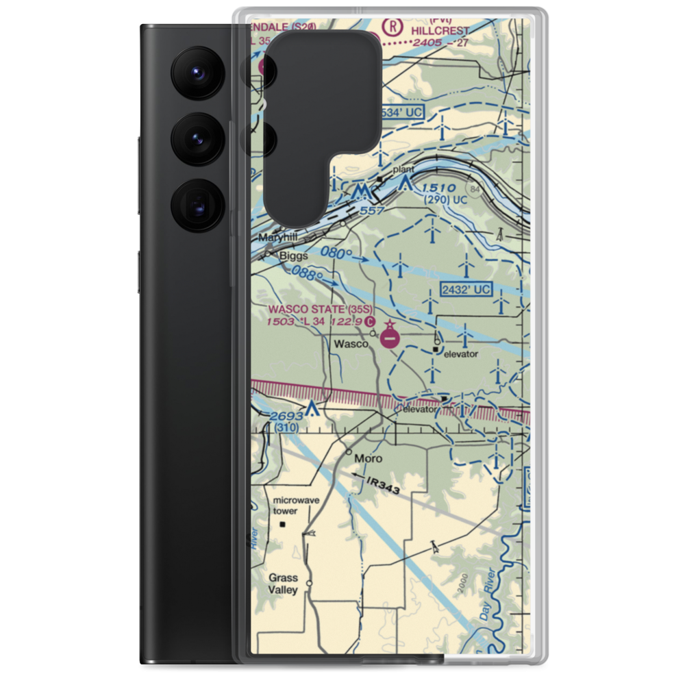 Wasco State Airport (35S) VFR Sectional Samsung Case Samsung Galaxy S22 Ultra model shown