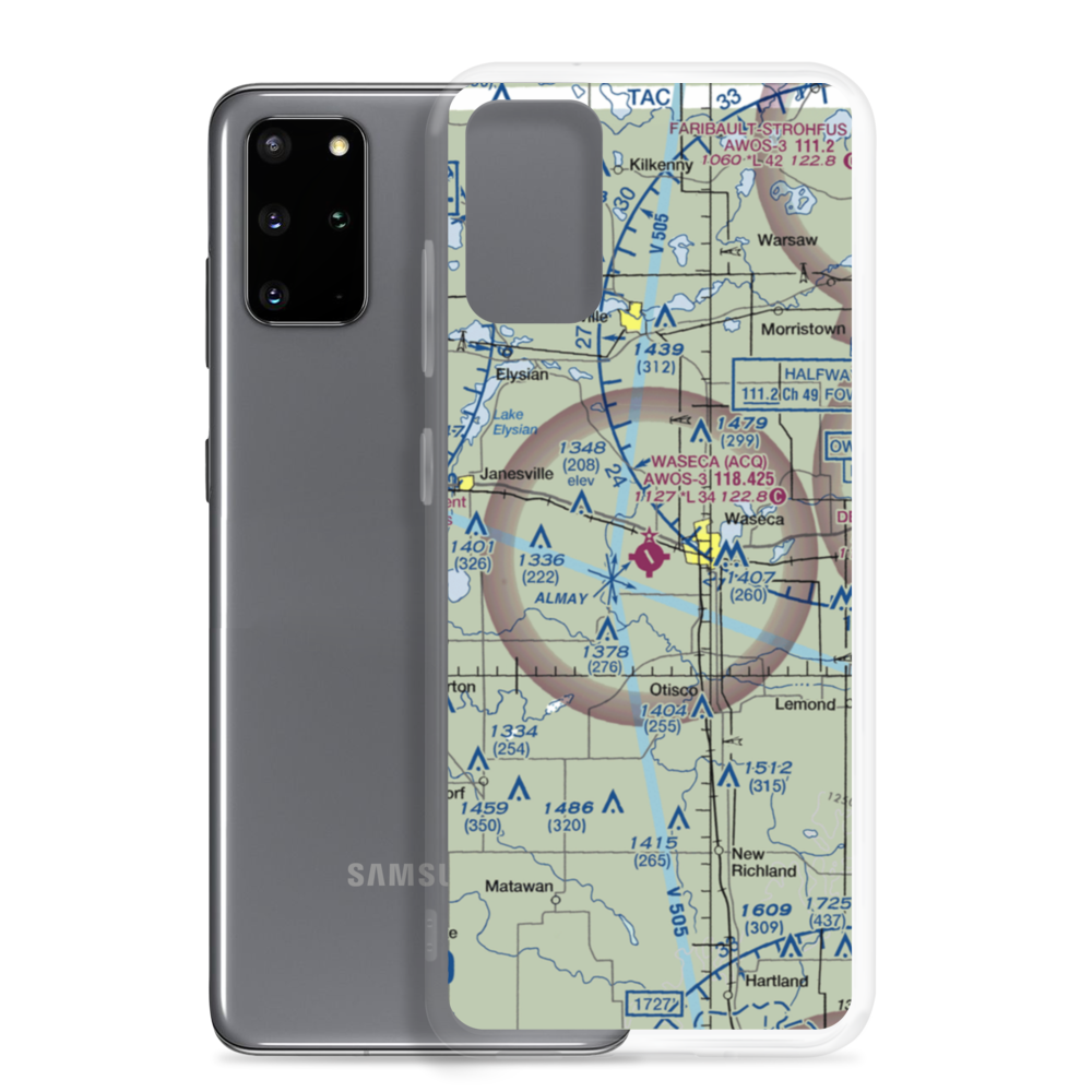 Waseca Municipal Airport (ACQ) VFR Sectional Samsung Case Samsung Galaxy S20 Plus model shown