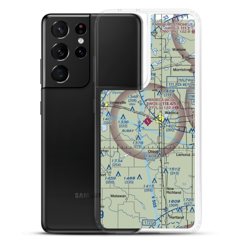 Waseca Municipal Airport (ACQ) VFR Sectional Samsung Case Samsung Galaxy S21 Ultra model shown