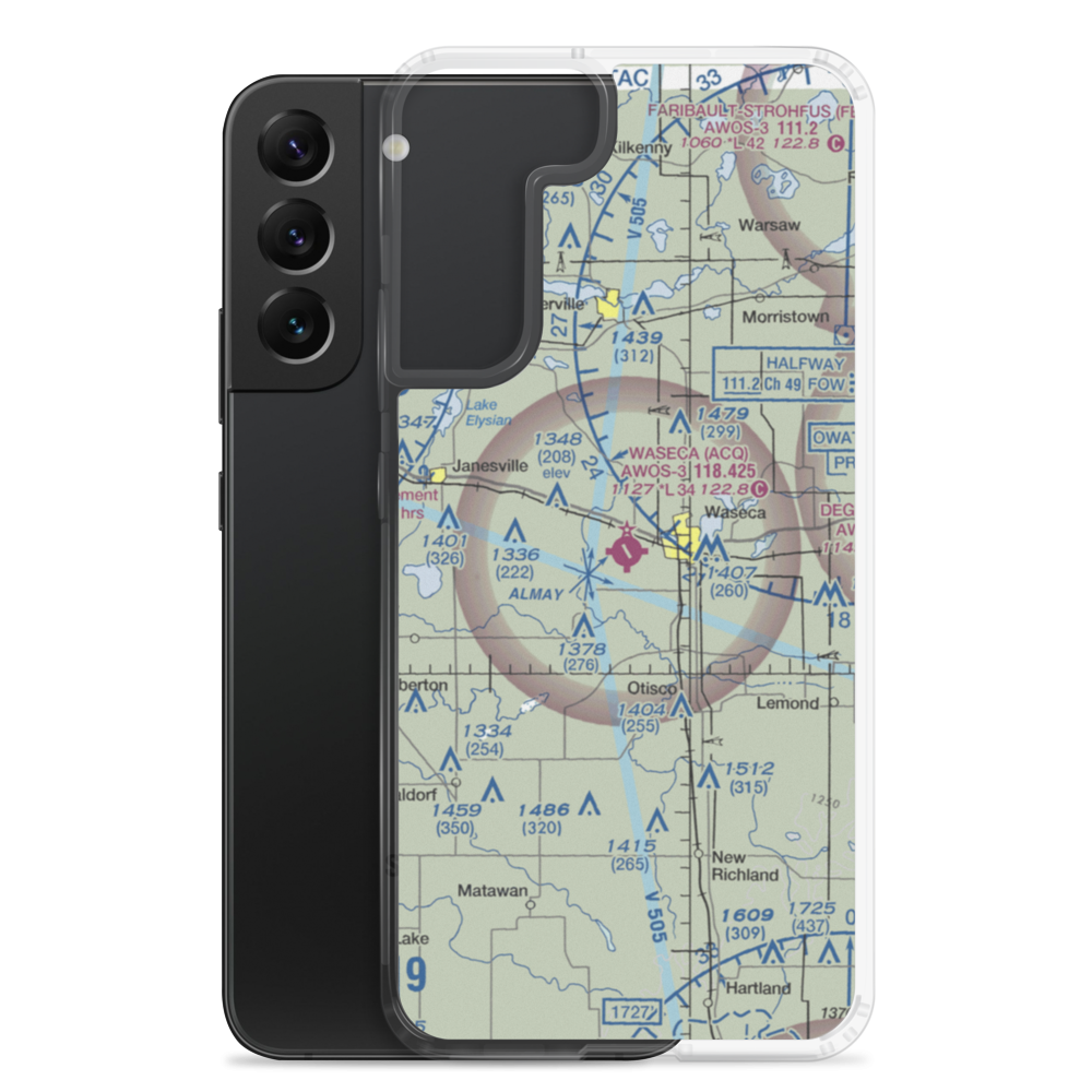 Waseca Municipal Airport (ACQ) VFR Sectional Samsung Case Samsung Galaxy S22 Plus model shown