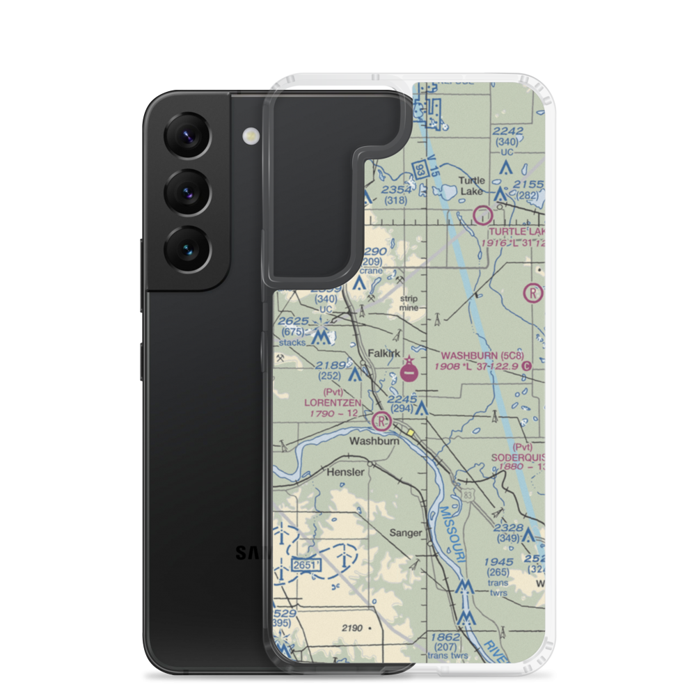 Washburn Municipal Airport (5C8) VFR Sectional Samsung Case Samsung Galaxy S22 model shown