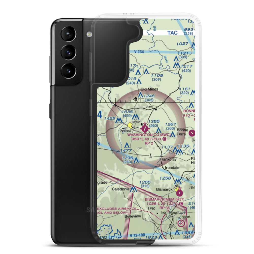 Washington County Airport (8WC) VFR Sectional Samsung Case Samsung Galaxy S21 Plus model shown