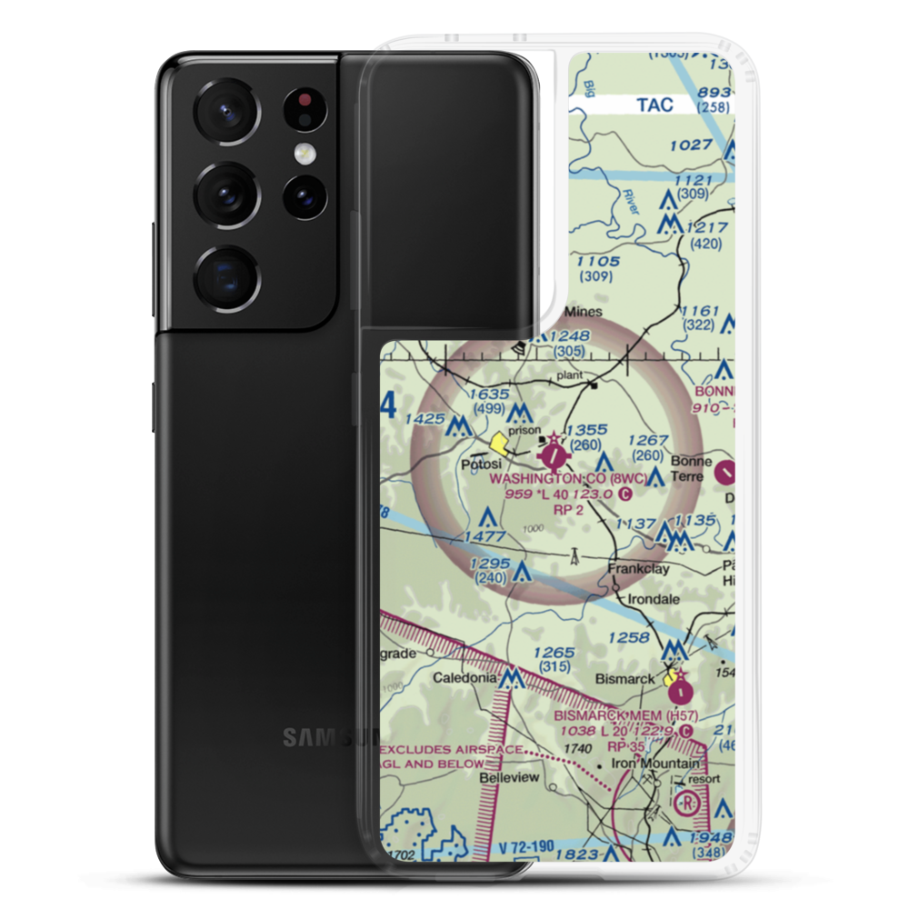Washington County Airport (8WC) VFR Sectional Samsung Case Samsung Galaxy S21 Ultra model shown