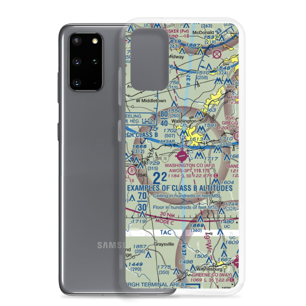 Washington County Airport (AFJ) VFR Sectional Samsung Case Samsung Galaxy S20 Plus model shown