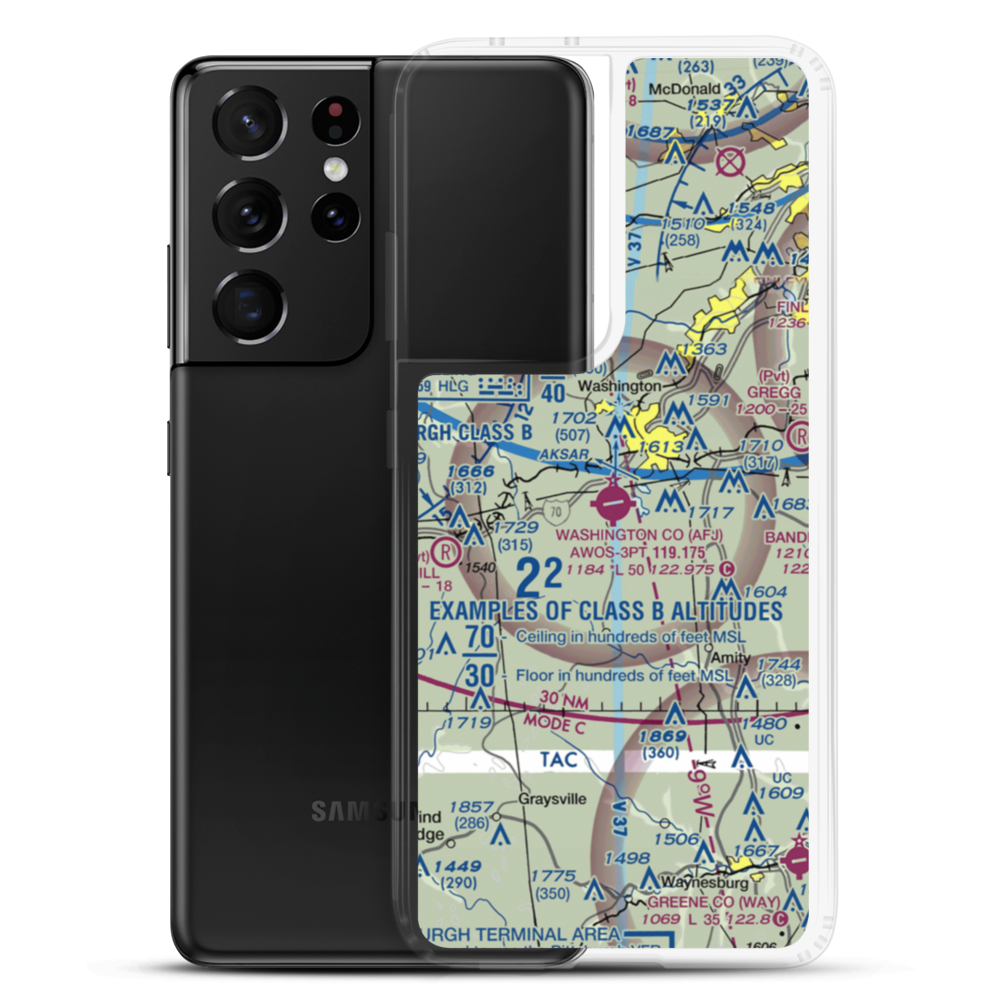 Washington County Airport (AFJ) VFR Sectional Samsung Case Samsung Galaxy S21 Ultra model shown