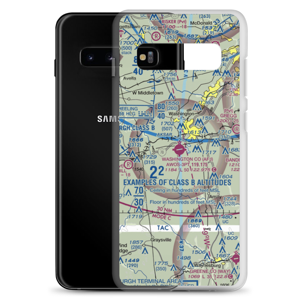 Washington County Airport (AFJ) VFR Sectional Samsung Case Samsung Galaxy S10+ model shown