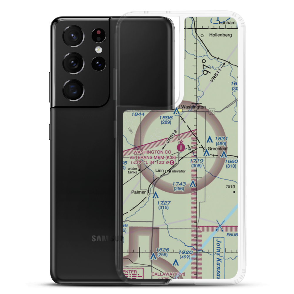 Washington County Memorial Airport (K38) VFR Sectional Samsung Case Samsung Galaxy S21 Ultra model shown
