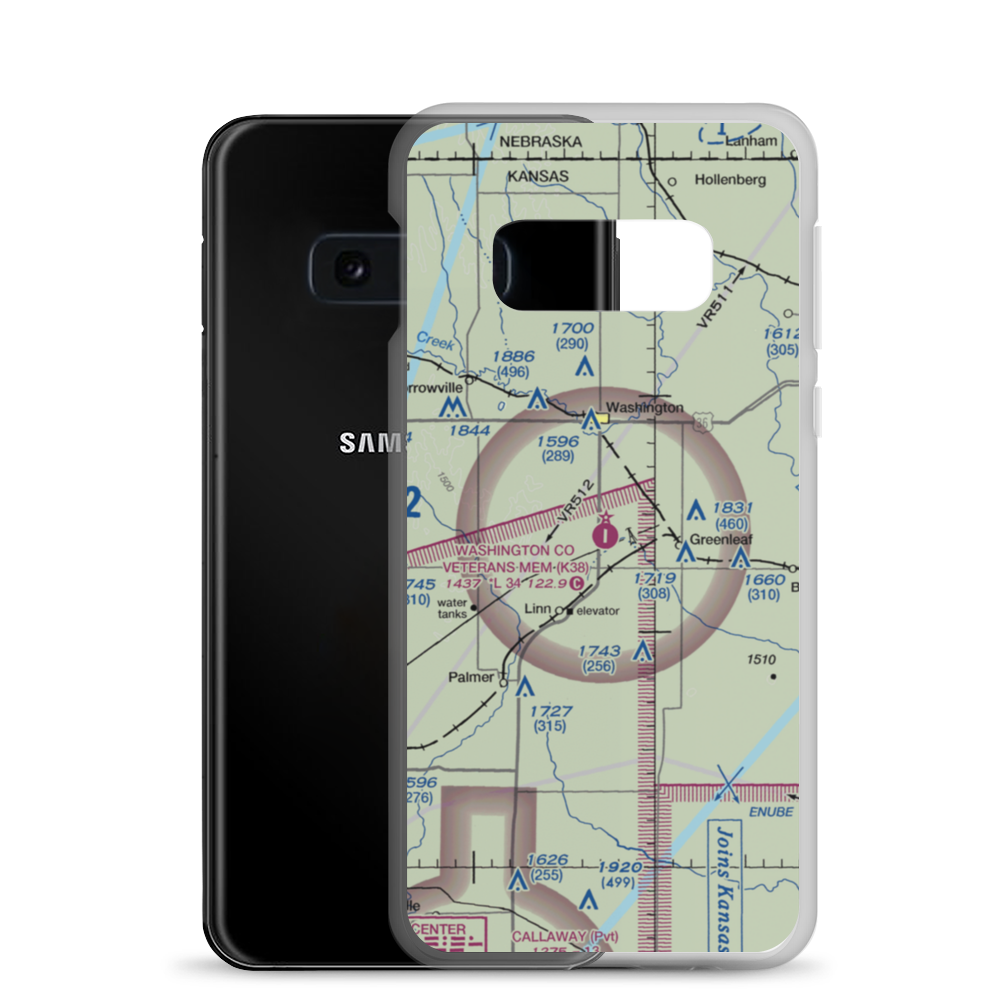 Washington County Memorial Airport (K38) VFR Sectional Samsung Case Samsung Galaxy S10e model shown