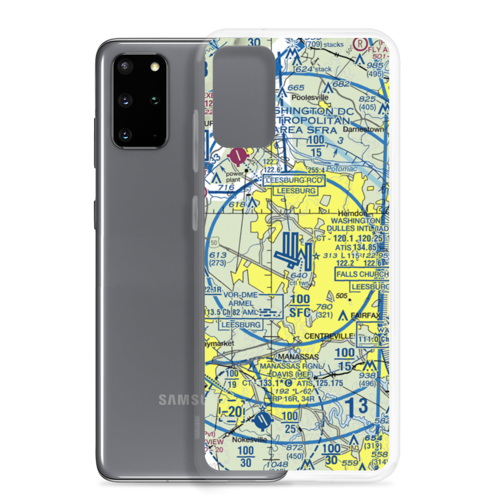 Washington Dulles International Airport (IAD) VFR Sectional Samsung Case Samsung Galaxy S20 Plus model shown