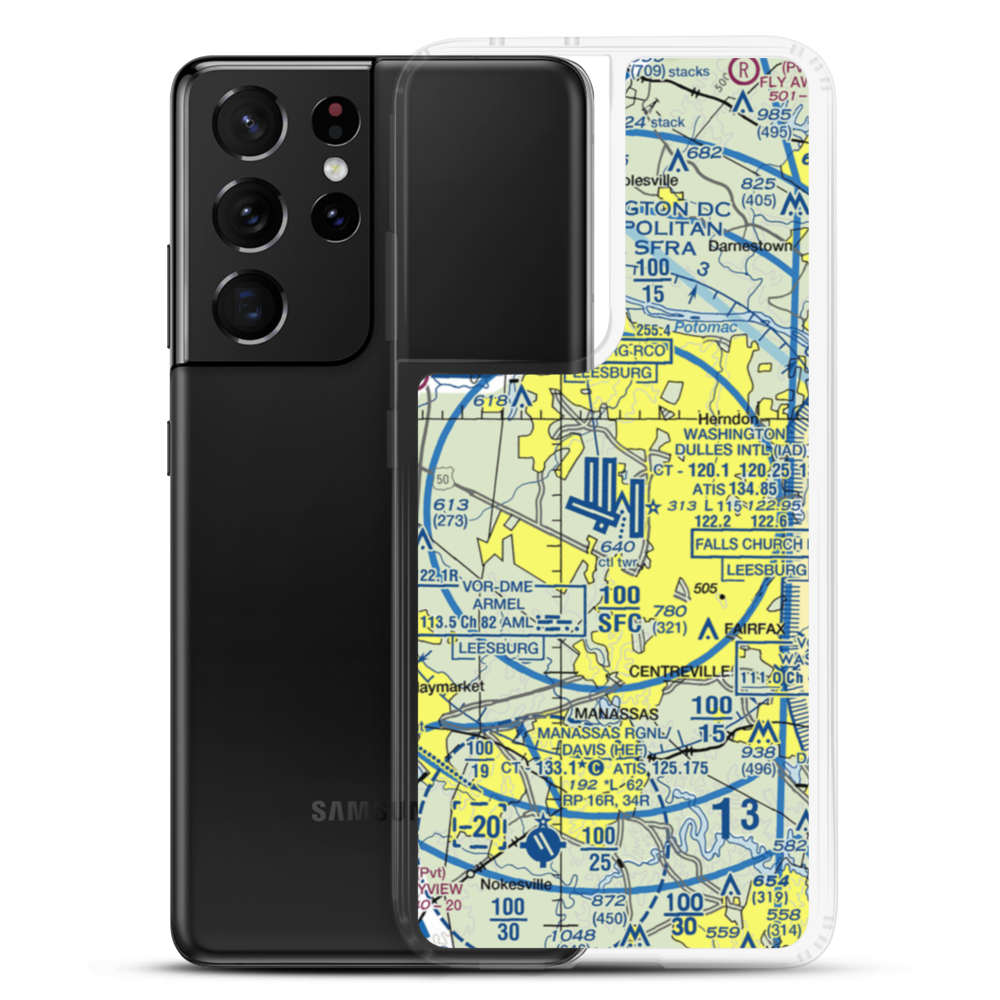 Washington Dulles International Airport (IAD) VFR Sectional Samsung Case Samsung Galaxy S21 Ultra model shown