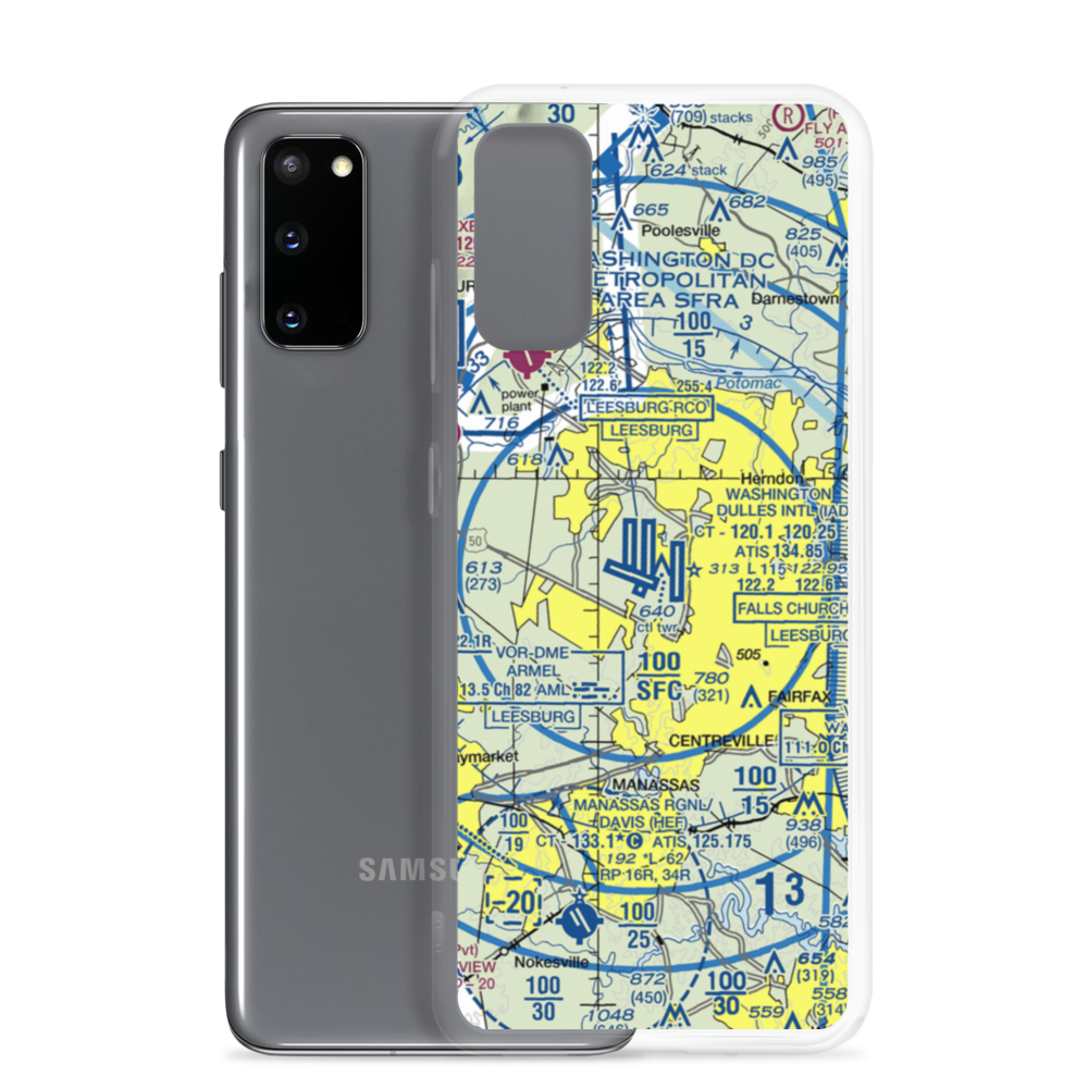 Washington Dulles International Airport (IAD) VFR Sectional Samsung Case Samsung Galaxy S20 model shown