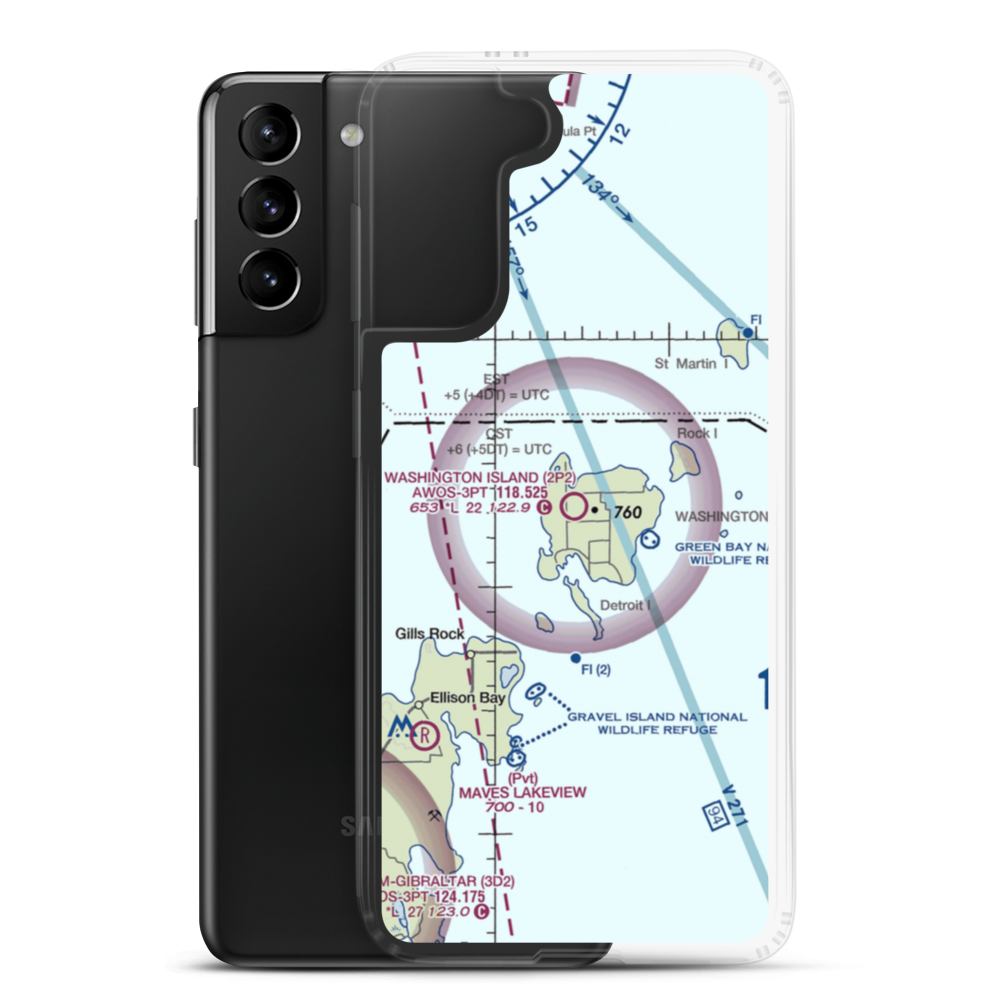 Washington Island Airport (2P2) VFR Sectional Samsung Case Samsung Galaxy S21 Plus model shown