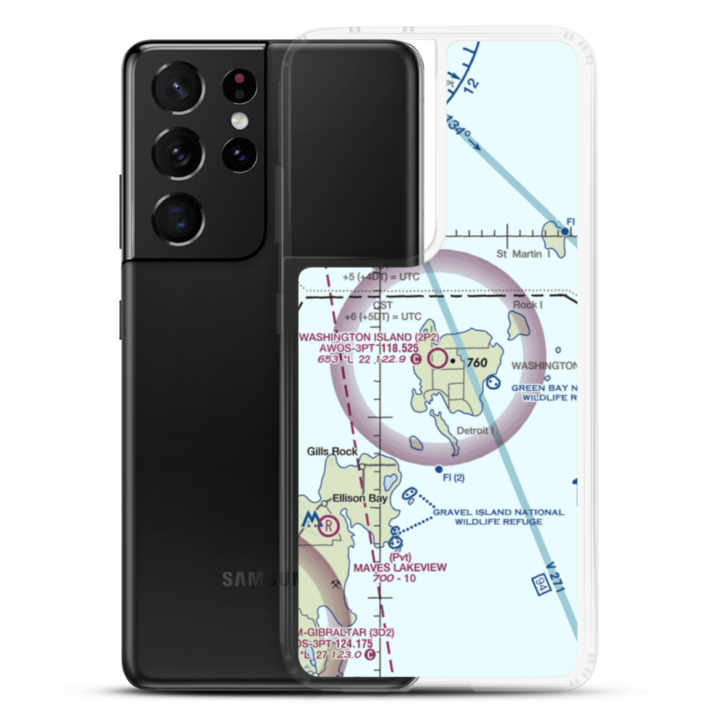 Washington Island Airport (2P2) VFR Sectional Samsung Case Samsung Galaxy S21 Ultra model shown