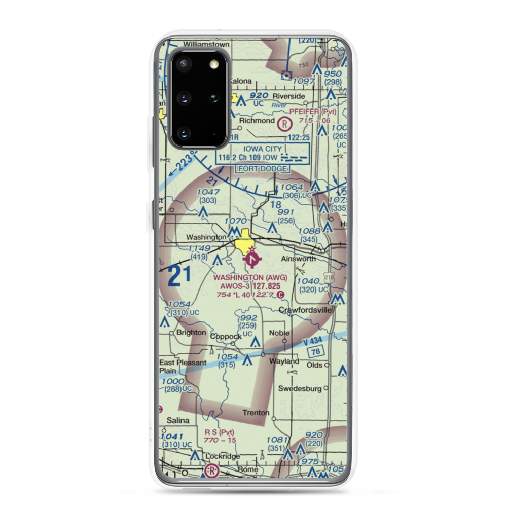 Washington Municipal Airport (AWG) VFR Sectional Samsung Case Samsung Galaxy S20 Plus model shown