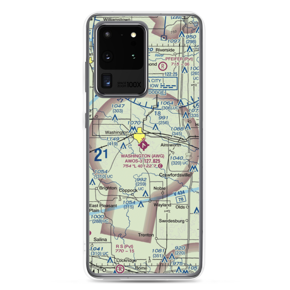 Washington Municipal Airport (AWG) VFR Sectional Samsung Case Samsung Galaxy S20 Ultra model shown