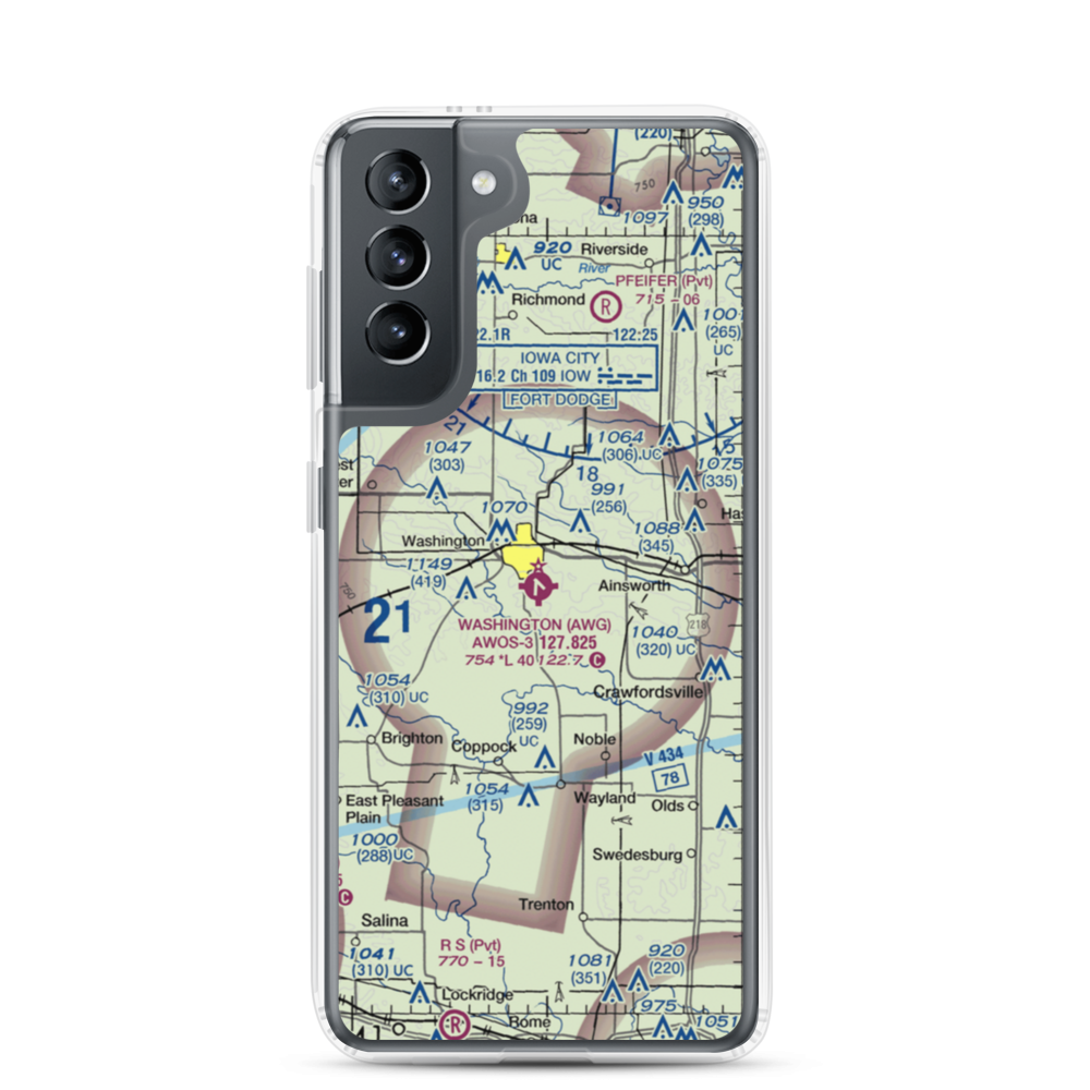 Washington Municipal Airport (AWG) VFR Sectional Samsung Case Samsung Galaxy S21 model shown