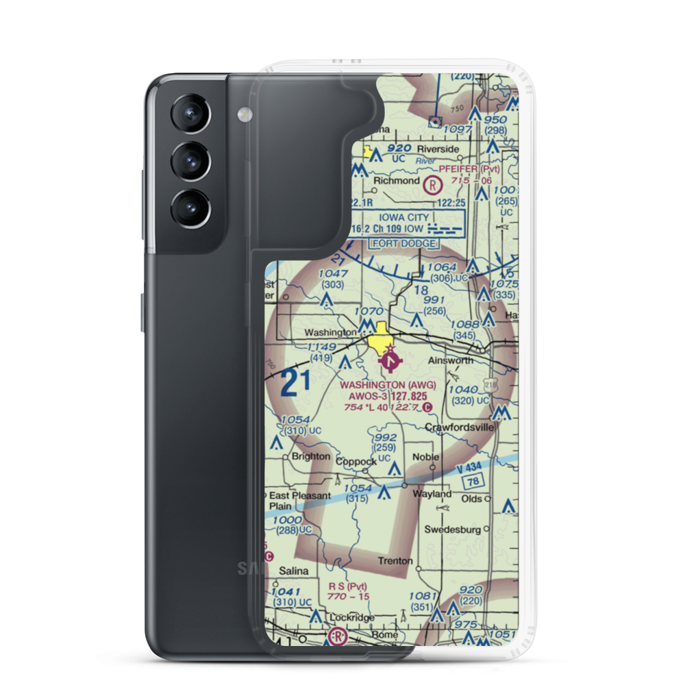 Washington Municipal Airport (AWG) VFR Sectional Samsung Case Samsung Galaxy S21 model shown