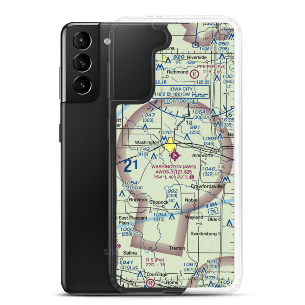 Washington Municipal Airport (AWG) VFR Sectional Samsung Case Samsung Galaxy S21 Plus model shown
