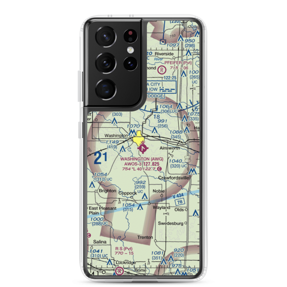 Washington Municipal Airport (AWG) VFR Sectional Samsung Case Samsung Galaxy S21 Ultra model shown