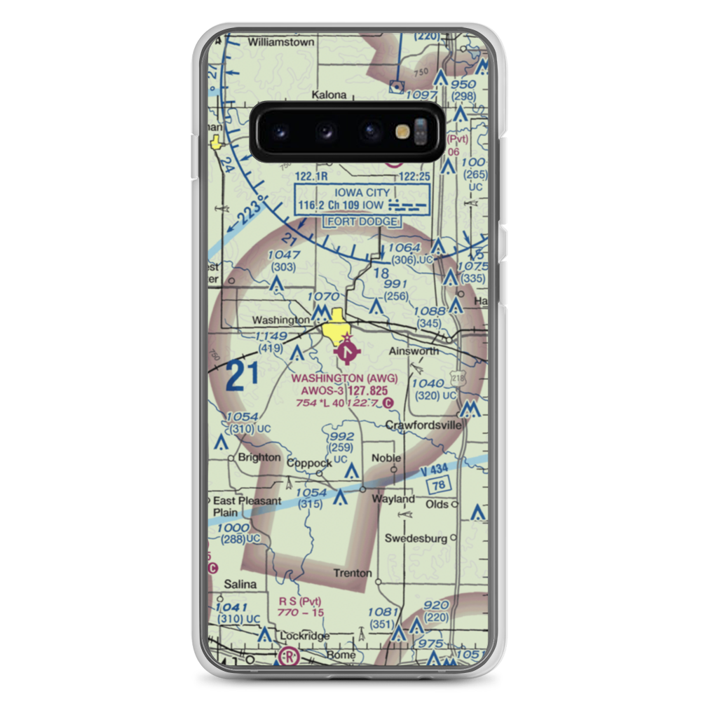 Washington Municipal Airport (AWG) VFR Sectional Samsung Case Samsung Galaxy S10+ model shown