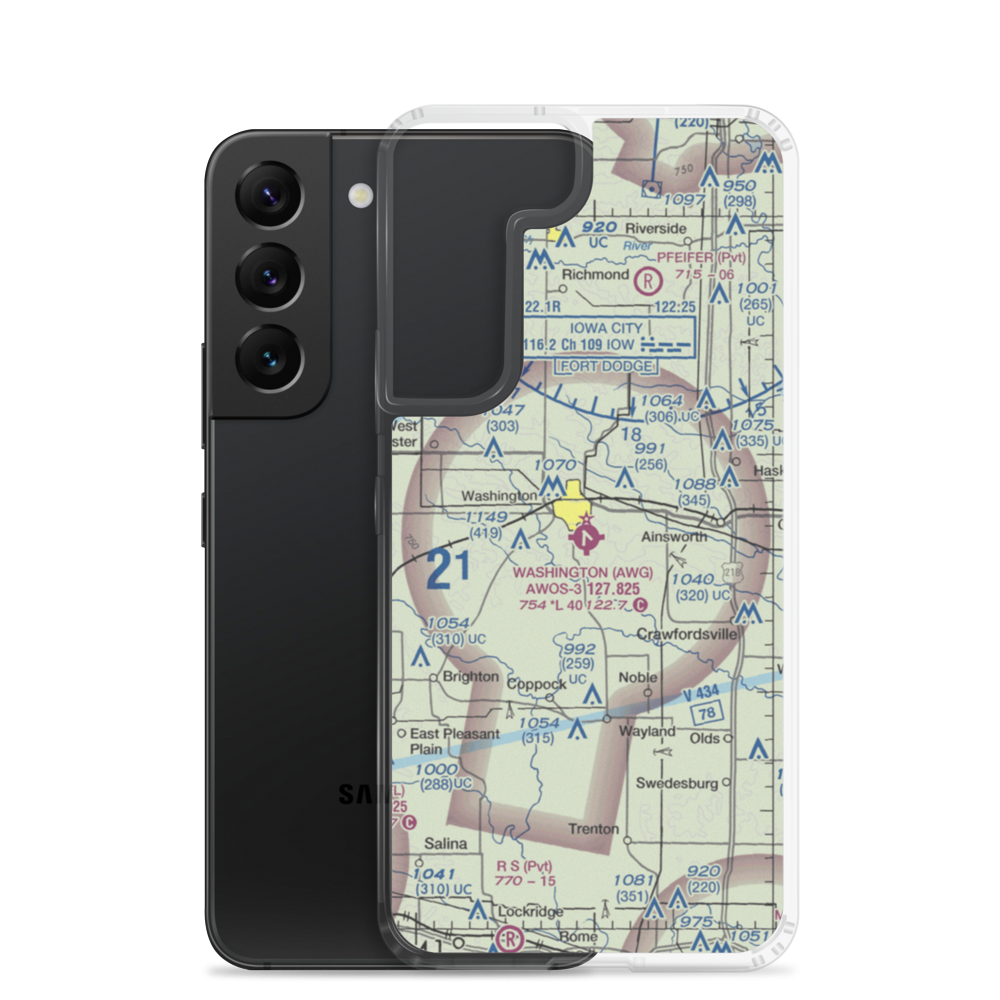Washington Municipal Airport (AWG) VFR Sectional Samsung Case Samsung Galaxy S22 model shown