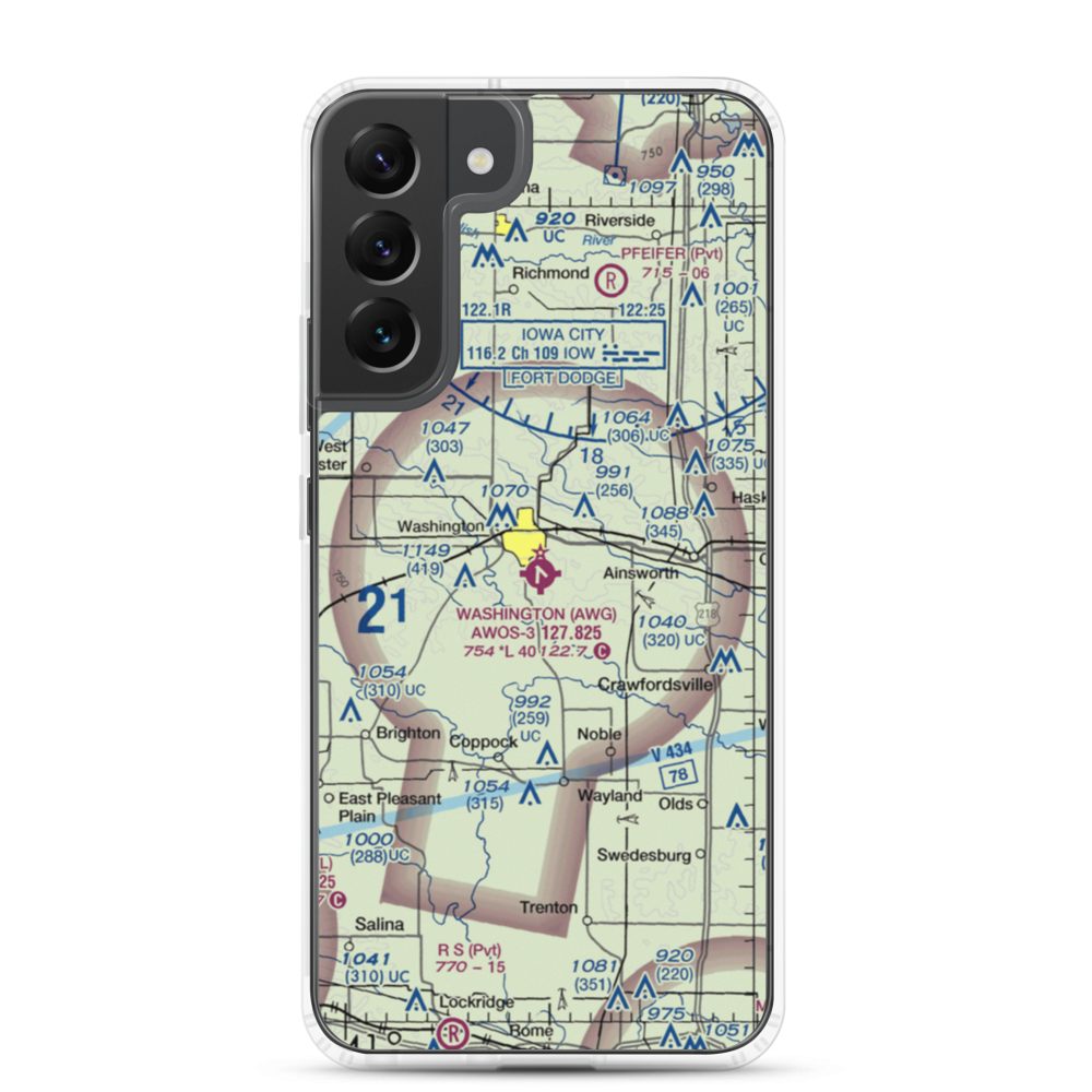 Washington Municipal Airport (AWG) VFR Sectional Samsung Case Samsung Galaxy S22 Plus model shown