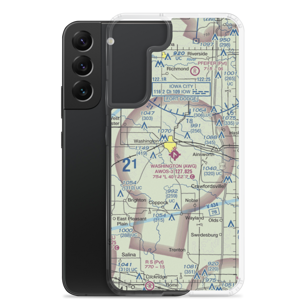 Washington Municipal Airport (AWG) VFR Sectional Samsung Case Samsung Galaxy S22 Plus model shown