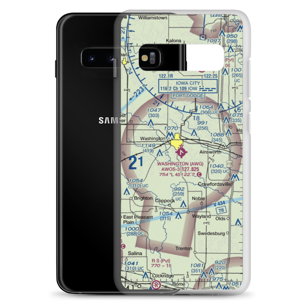Washington Municipal Airport (AWG) VFR Sectional Samsung Case Samsung Galaxy S10+ model shown
