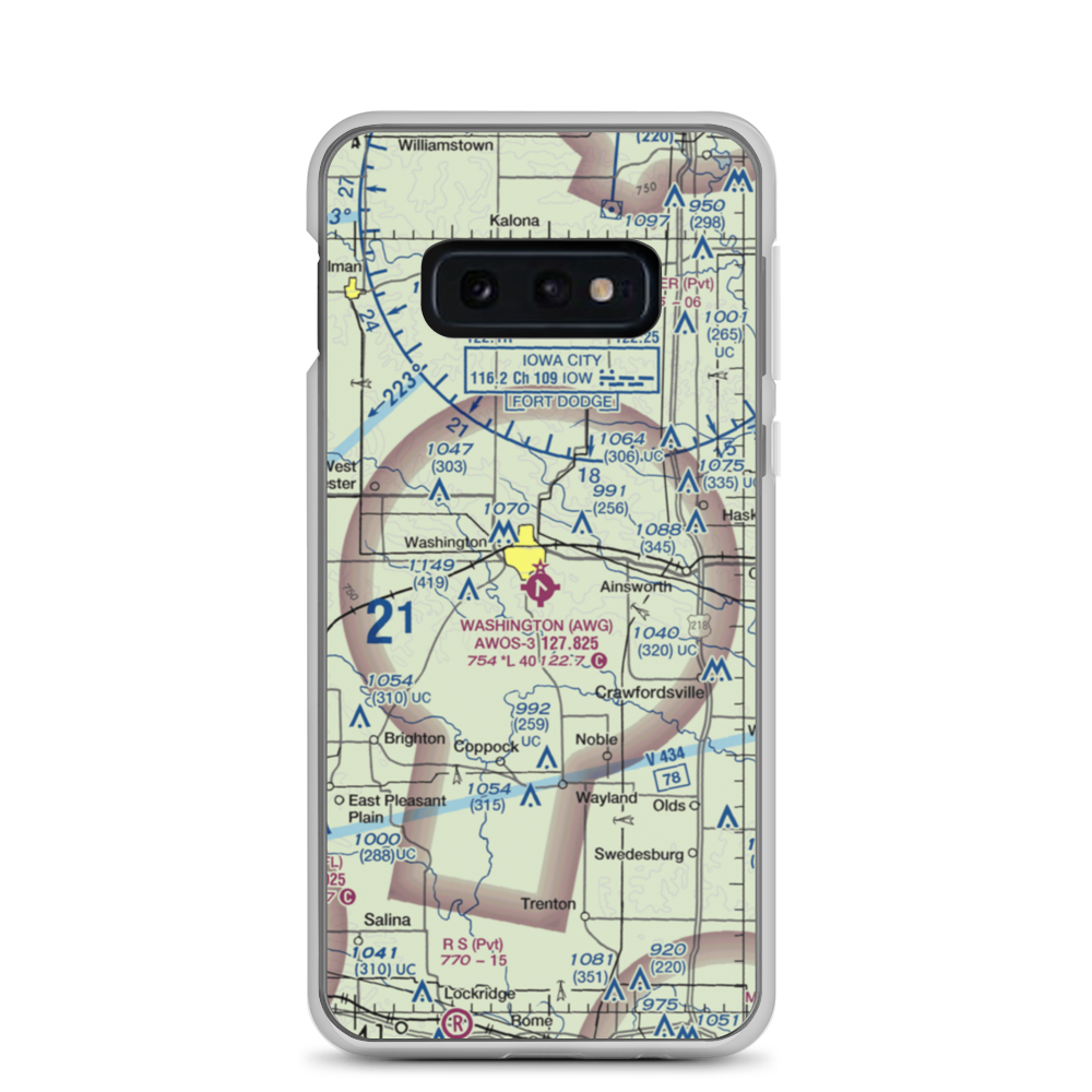 Washington Municipal Airport (AWG) VFR Sectional Samsung Case Samsung Galaxy S10e model shown