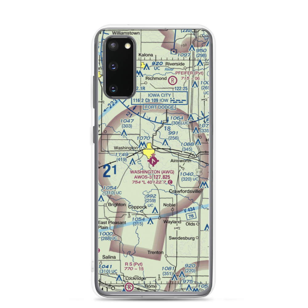Washington Municipal Airport (AWG) VFR Sectional Samsung Case Samsung Galaxy S20 model shown