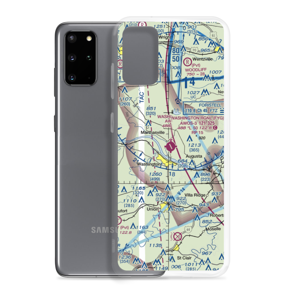 Washington Regional Airport (FYG) VFR Sectional Samsung Case Samsung Galaxy S20 Plus model shown