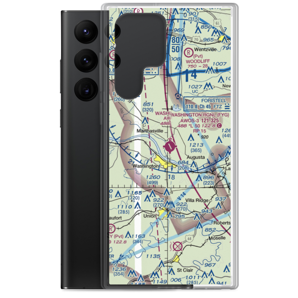 Washington Regional Airport (FYG) VFR Sectional Samsung Case Samsung Galaxy S22 Ultra model shown