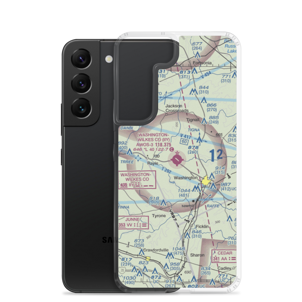 Washington Wilkes County Airport (IIY) VFR Sectional Samsung Case Samsung Galaxy S22 model shown