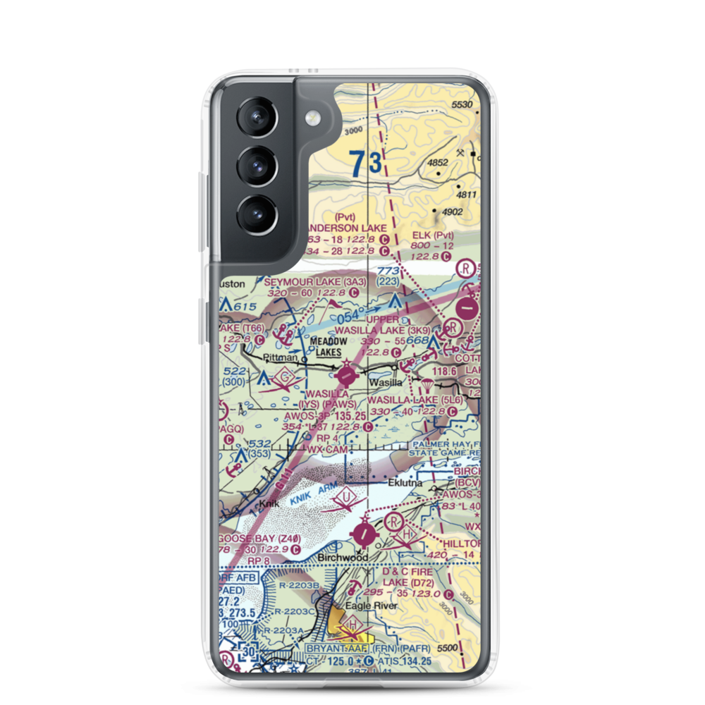 Wasilla Airport (IYS) VFR Sectional Samsung Case Samsung Galaxy S21 model shown