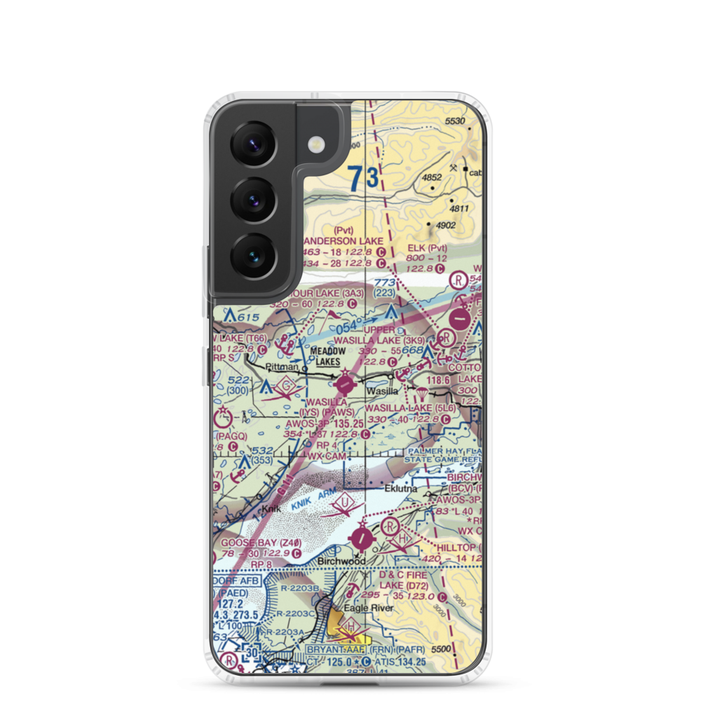 Wasilla Airport (IYS) VFR Sectional Samsung Case Samsung Galaxy S22 model shown