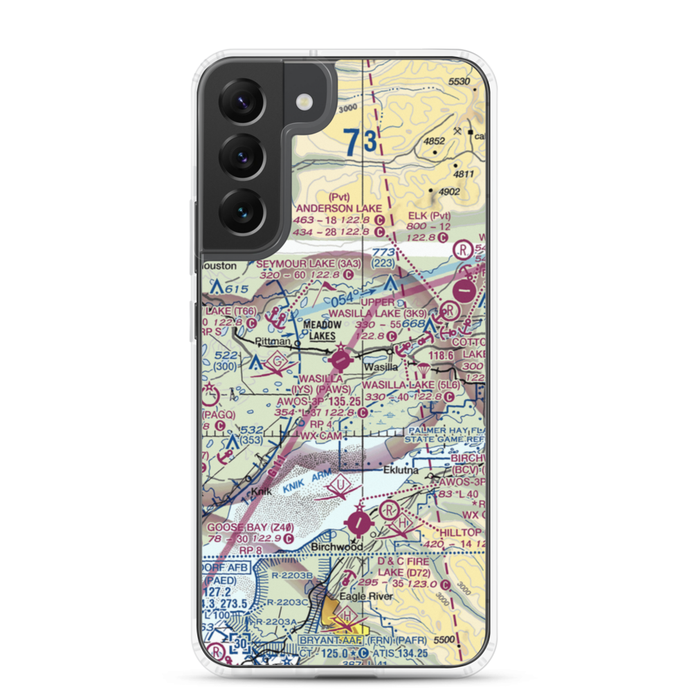 Wasilla Airport (IYS) VFR Sectional Samsung Case Samsung Galaxy S22 Plus model shown