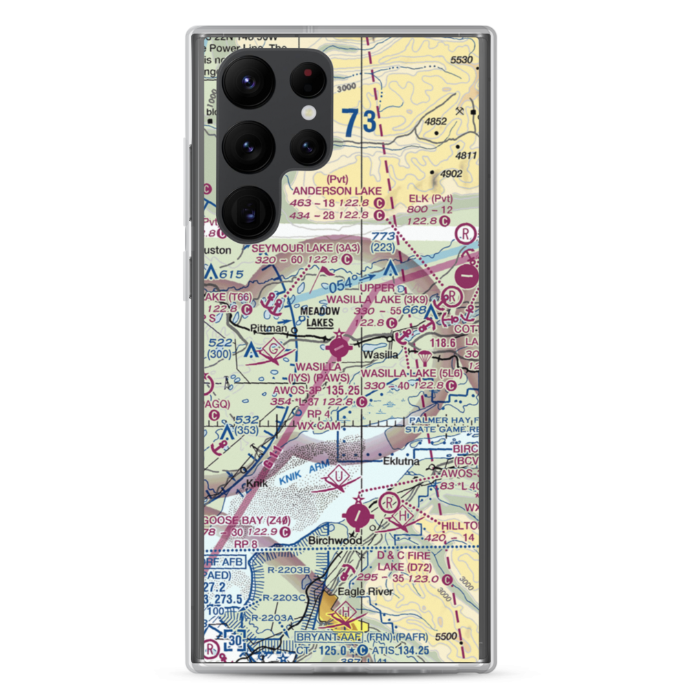 Wasilla Airport (IYS) VFR Sectional Samsung Case Samsung Galaxy S22 Ultra model shown
