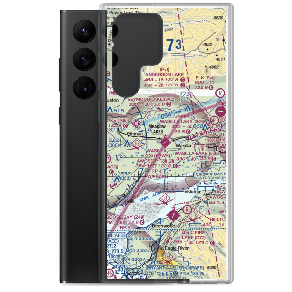 Wasilla Airport (IYS) VFR Sectional Samsung Case Samsung Galaxy S22 Ultra model shown