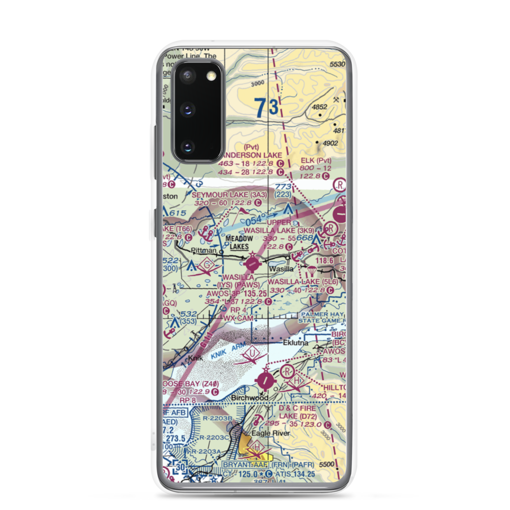 Wasilla Airport (IYS) VFR Sectional Samsung Case Samsung Galaxy S20 model shown