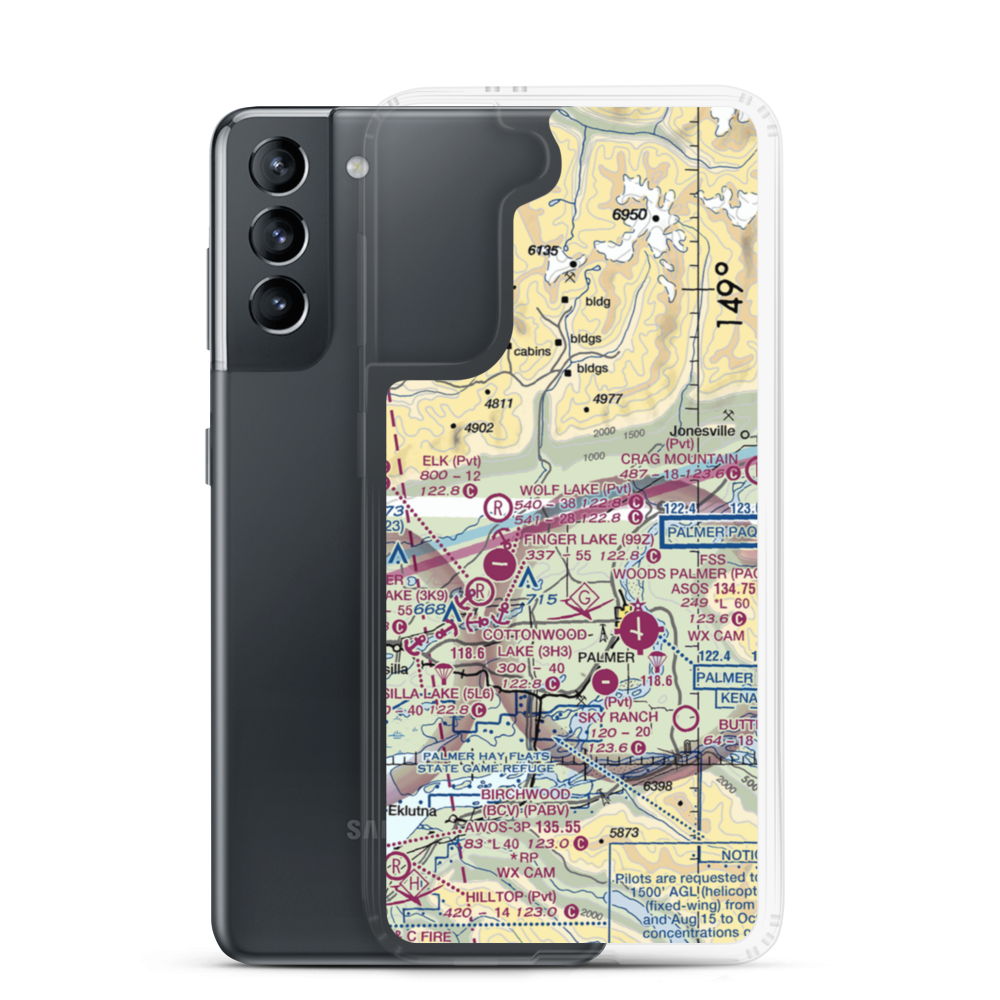 Wasilla Creek Airpark (05AK) VFR Sectional Samsung Case Samsung Galaxy S21 model shown