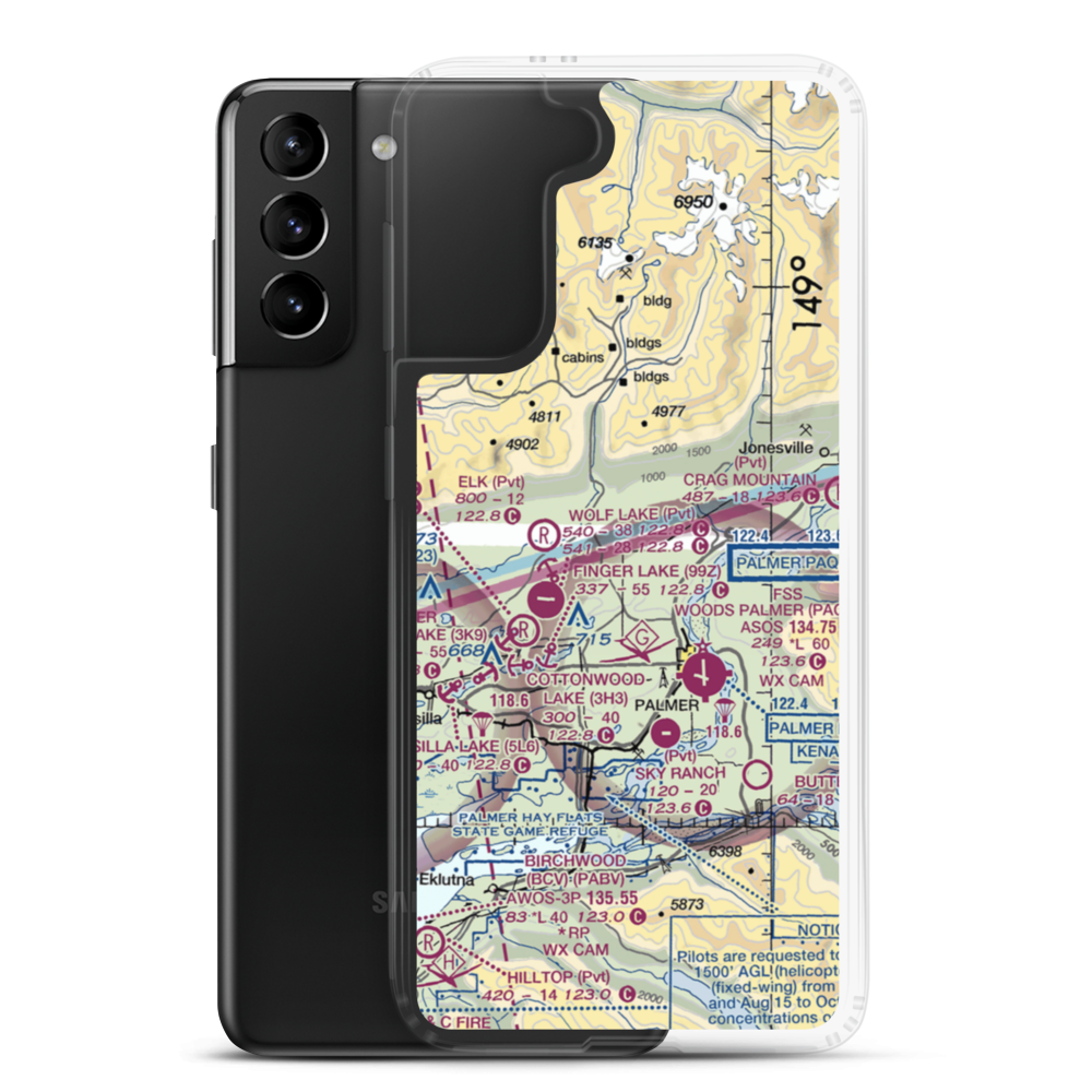 Wasilla Creek Airpark (05AK) VFR Sectional Samsung Case Samsung Galaxy S21 Plus model shown