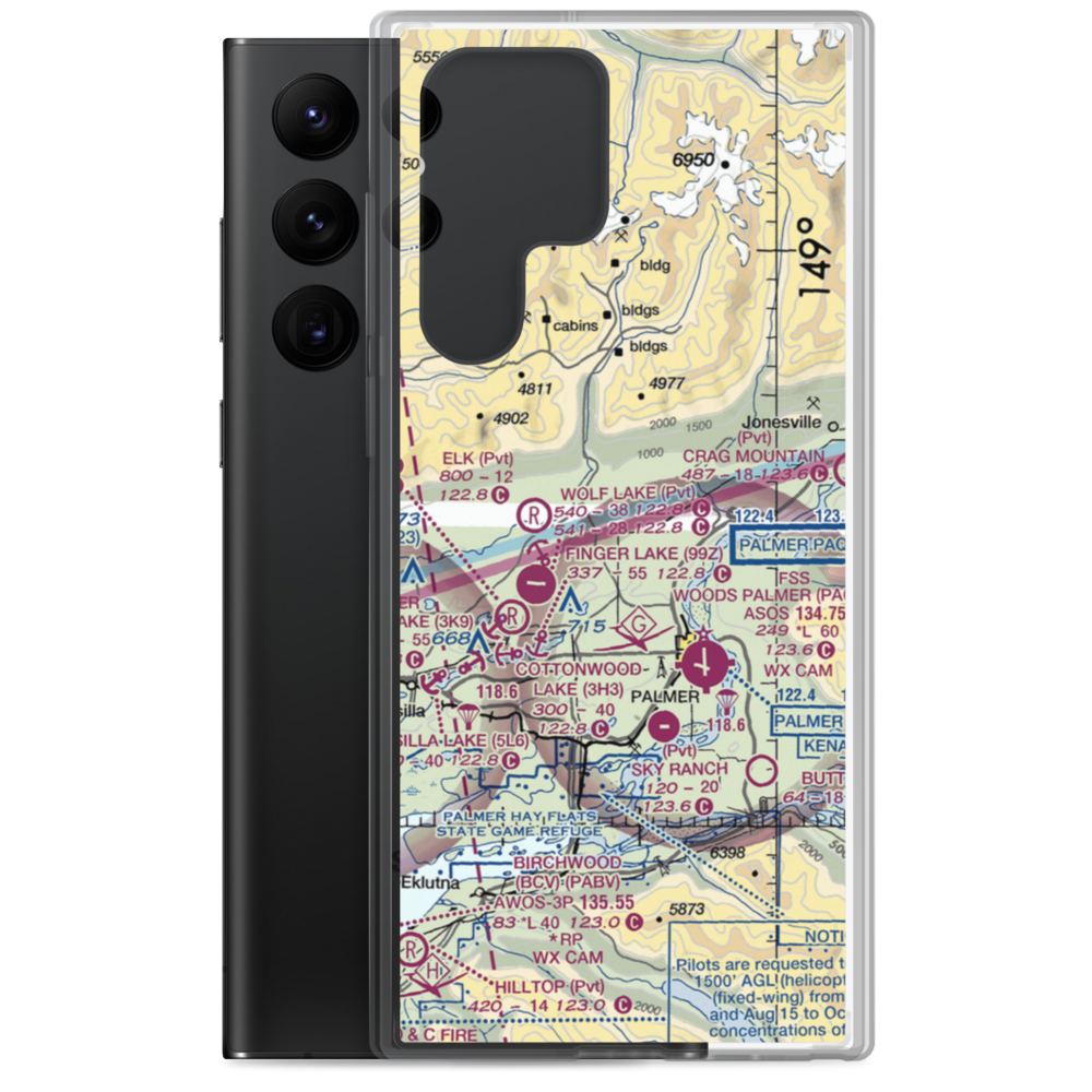 Wasilla Creek Airpark (05AK) VFR Sectional Samsung Case Samsung Galaxy S22 Ultra model shown