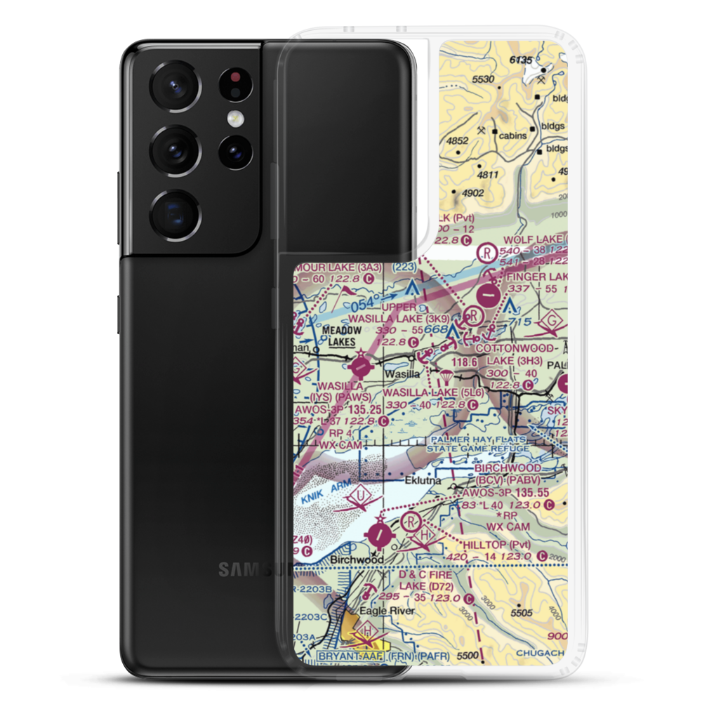 Wasilla Lake Seaplane Base (5L6) VFR Sectional Samsung Case Samsung Galaxy S21 Ultra model shown