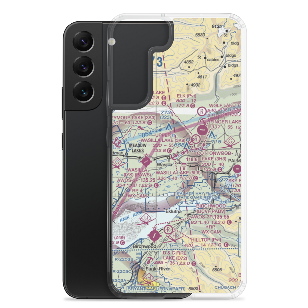 Wasilla Lake Seaplane Base (5L6) VFR Sectional Samsung Case Samsung Galaxy S22 Plus model shown