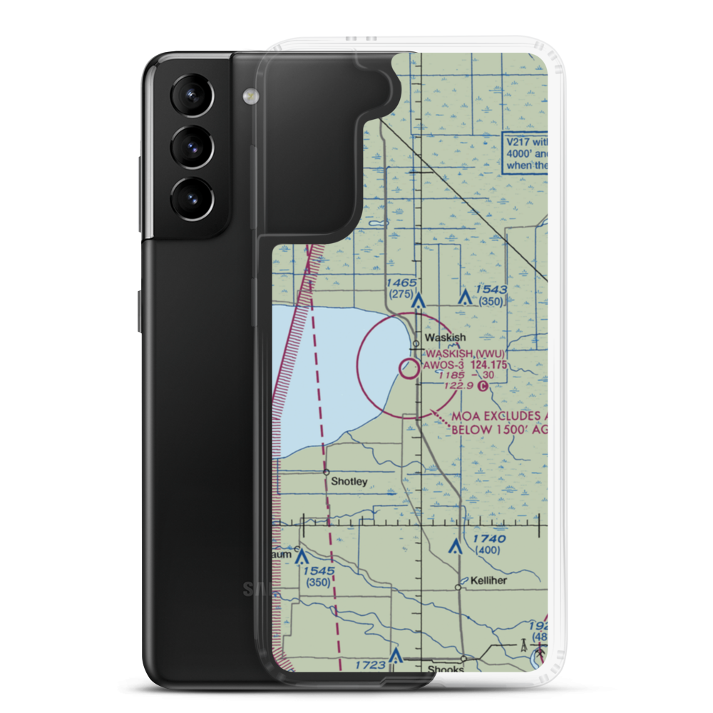 Waskish Municipal Airport (VWU) VFR Sectional Samsung Case Samsung Galaxy S21 Plus model shown