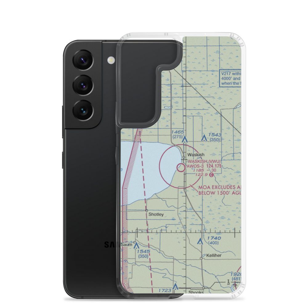 Waskish Municipal Airport (VWU) VFR Sectional Samsung Case Samsung Galaxy S22 model shown