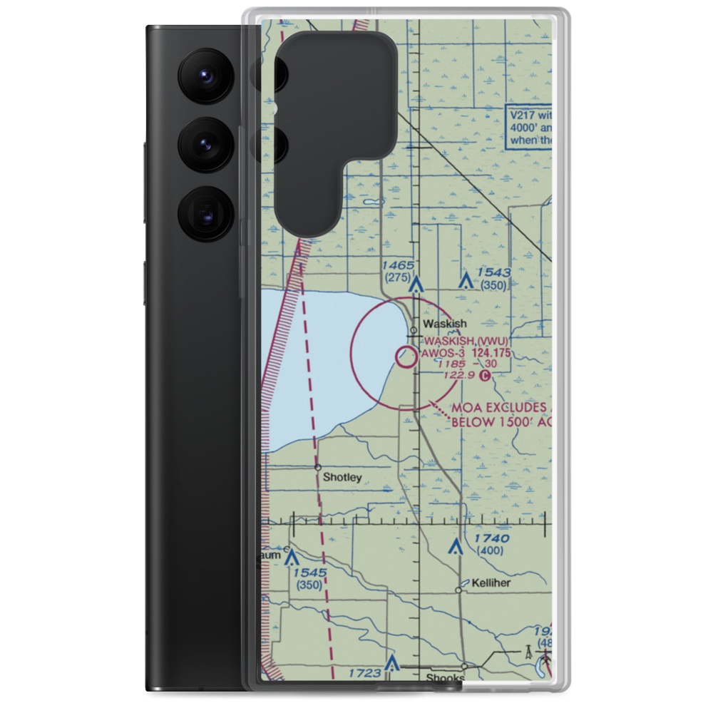 Waskish Municipal Airport (VWU) VFR Sectional Samsung Case Samsung Galaxy S22 Ultra model shown