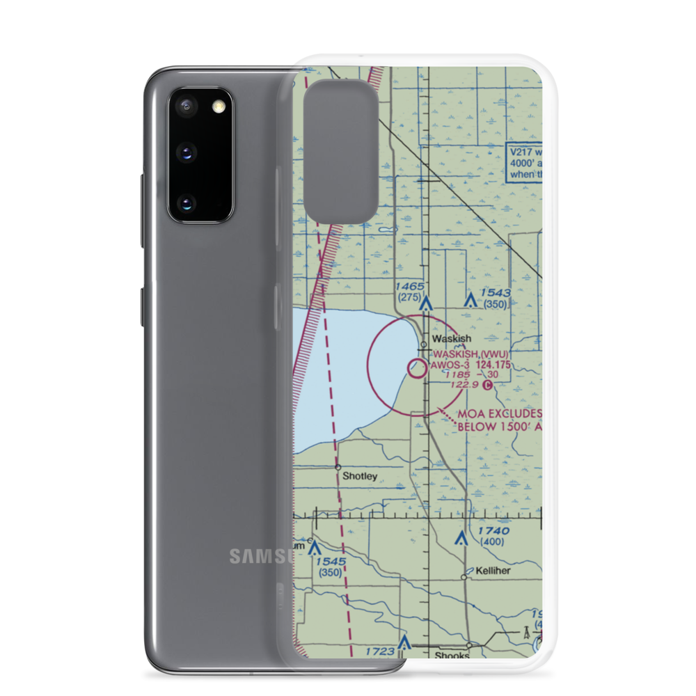 Waskish Municipal Airport (VWU) VFR Sectional Samsung Case Samsung Galaxy S20 model shown