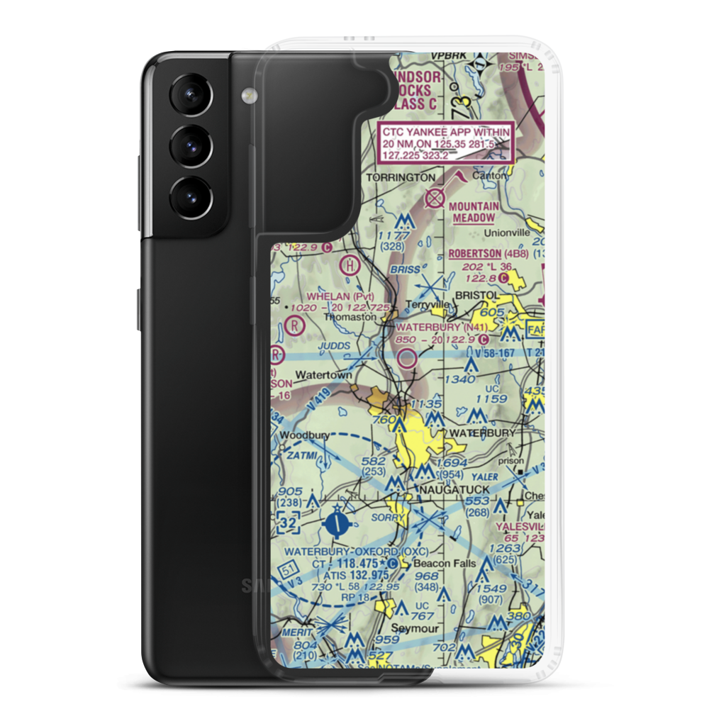 Waterbury Airport (N41) VFR Sectional Samsung Case Samsung Galaxy S21 Plus model shown
